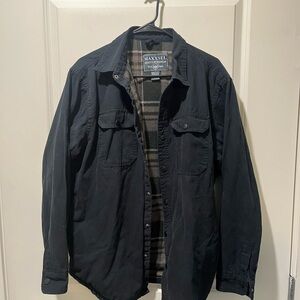 Maxxsel Washed Cotton Canvas Shirt Jacket Lined With Plaid Flannel